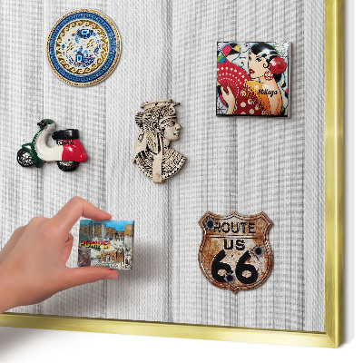 Metal magnet board with a gold frame Minimalist stripes