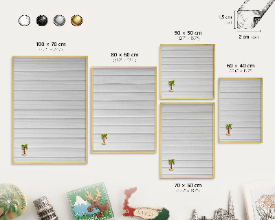 Metal magnet board with a gold frame Minimalist stripes