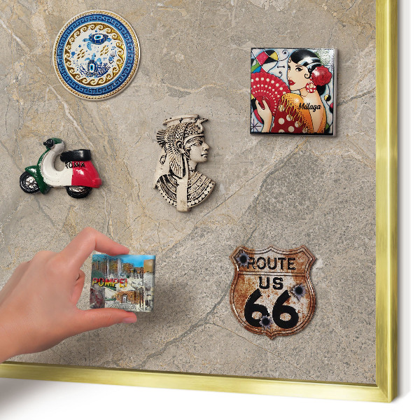Magnetic board for magnets in a gold frame Beige stone