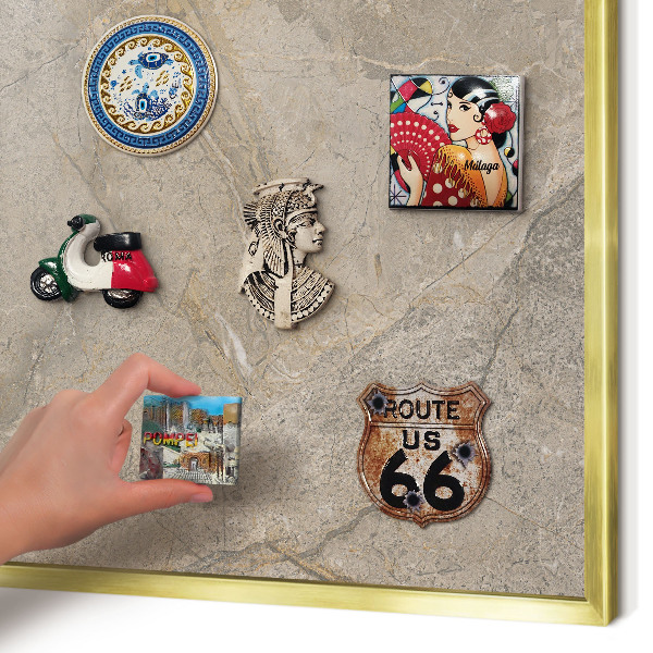 Magnetic board for magnets in a gold frame Beige stone
