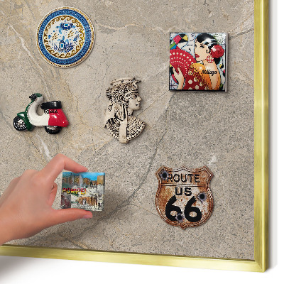 Magnetic board for magnets in a gold frame Beige stone