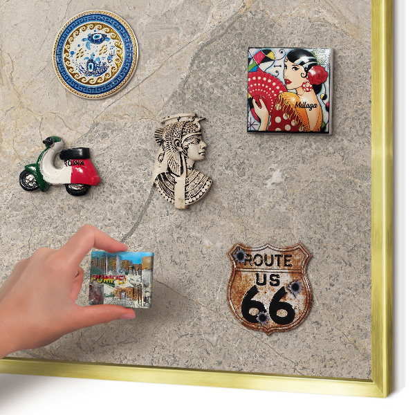 Magnetic board for magnets in a gold frame Beige stone