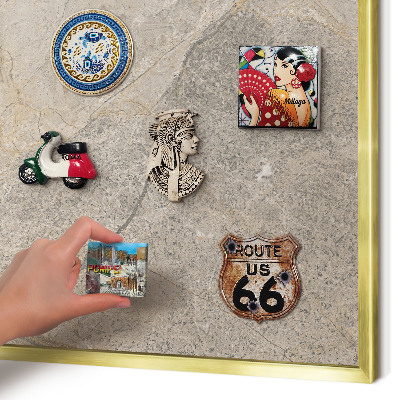 Magnetic board for magnets in a gold frame Beige stone