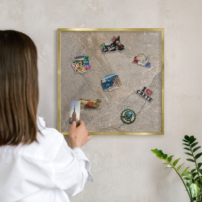 Magnetic board for magnets in a gold frame Beige stone