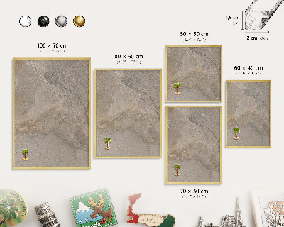 Magnetic board for magnets in a gold frame Beige stone
