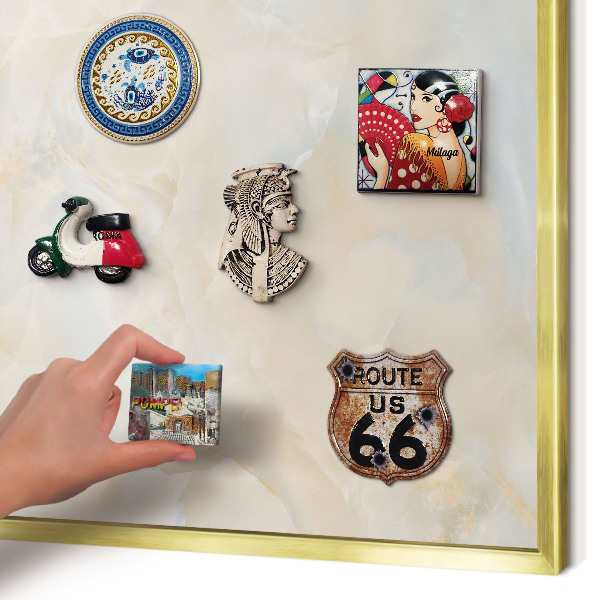 Magnetic board for magnets in a gold frame Subtle elegance