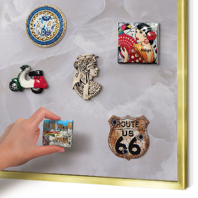 Metal magnet board with a gold frame Gray elegance