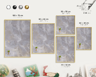 Metal magnet board with a gold frame Gray elegance