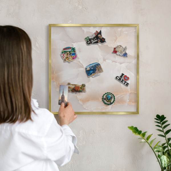 Magnetic board for magnets in a gold frame Subtle waves