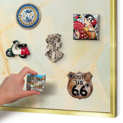 Magnetic board for magnets in a gold frame Marble elegance