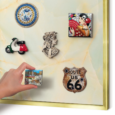 Magnetic board for magnets in a gold frame Marble elegance