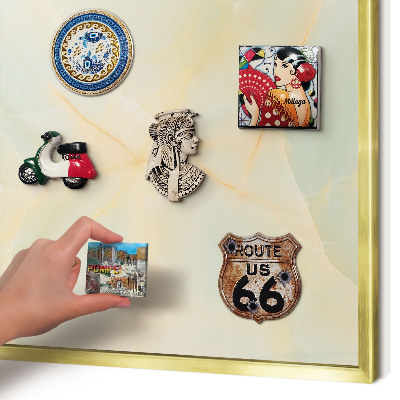 Magnetic board for magnets in a gold frame Marble elegance
