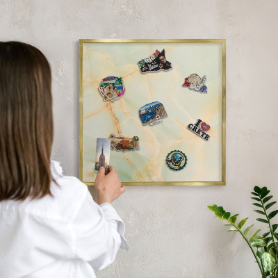 Magnetic board for magnets in a gold frame Marble elegance
