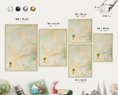 Magnetic board for magnets in a gold frame Marble elegance