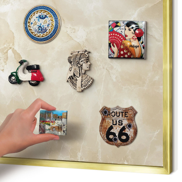 Magnetic board for magnets in a gold frame Marble pattern
