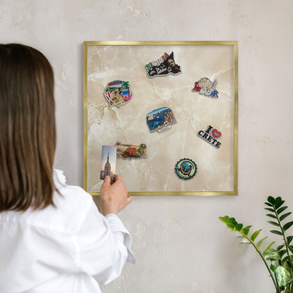 Magnetic board for magnets in a gold frame Marble pattern