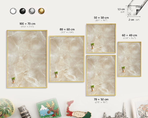 Magnetic board for magnets in a gold frame Marble pattern