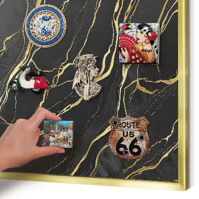 Metal magnet board with a gold frame Luxurious waves