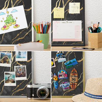 Metal magnet board with a gold frame Luxurious waves