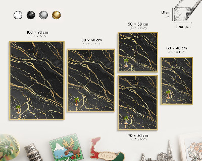 Metal magnet board with a gold frame Luxurious waves