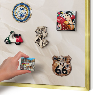 Magnetic board for magnets in a gold frame Cream feathers