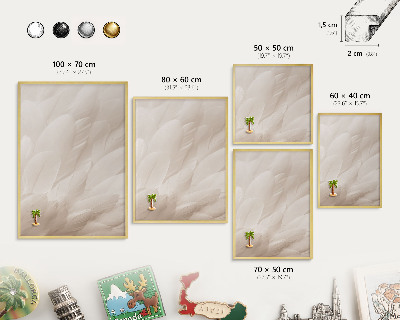 Magnetic board for magnets in a gold frame Cream feathers
