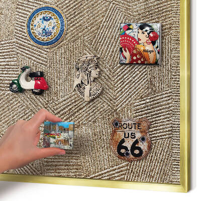 Metal magnet board with a gold frame Geometric pattern