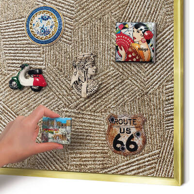 Metal magnet board with a gold frame Geometric pattern
