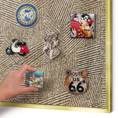 Metal magnet board with a gold frame Geometric pattern
