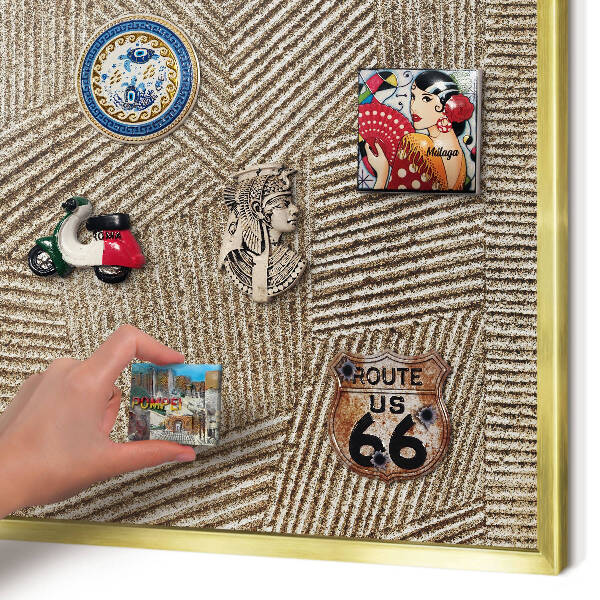 Metal magnet board with a gold frame Geometric pattern