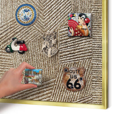 Metal magnet board with a gold frame Geometric pattern