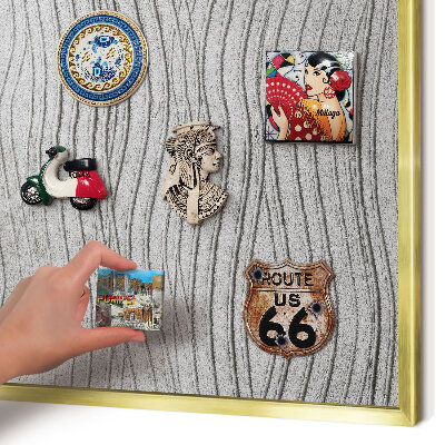 Magnetic board for magnets in a gold frame Gray waves