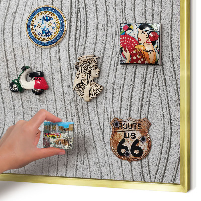 Magnetic board for magnets in a gold frame Gray waves