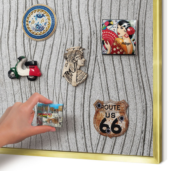 Magnetic board for magnets in a gold frame Gray waves