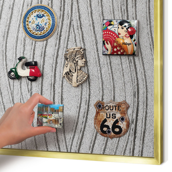 Magnetic board for magnets in a gold frame Gray waves