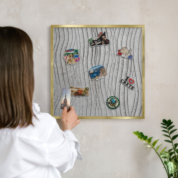 Magnetic board for magnets in a gold frame Gray waves