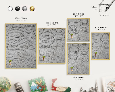 Magnetic board for magnets in a gold frame Gray waves