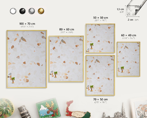 Magnetic board for magnets in a gold frame Warm mosaic