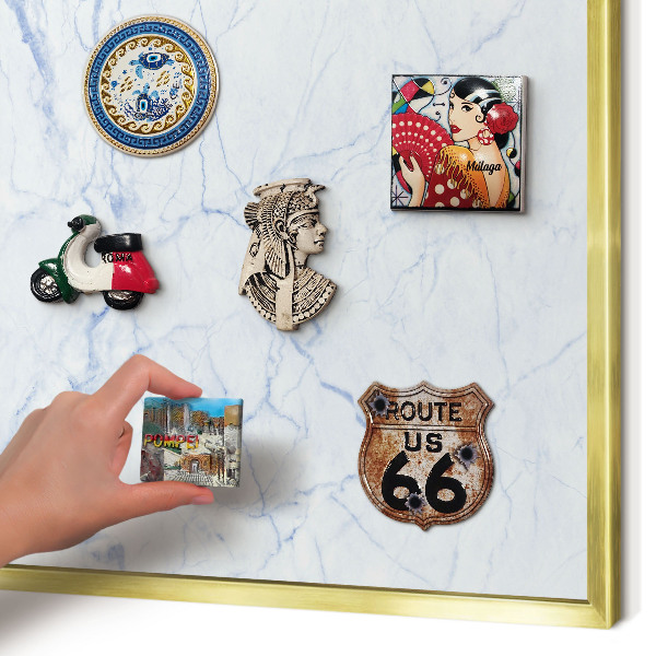 Magnetic board for magnets in a gold frame Marble design