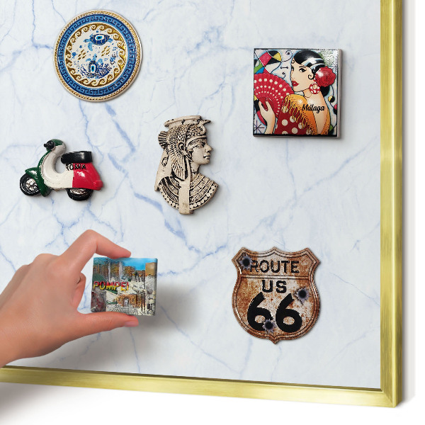 Magnetic board for magnets in a gold frame Marble design