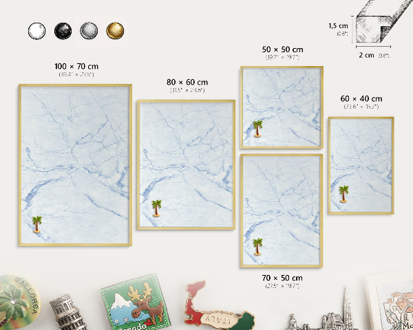Magnetic board for magnets in a gold frame Marble design