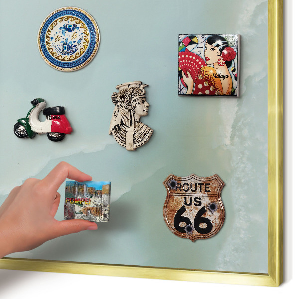 Metal magnet board with a gold frame Peaceful harmony