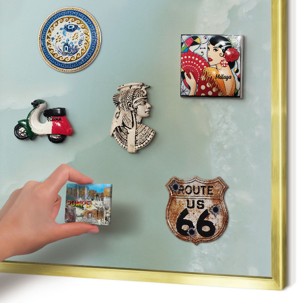 Metal magnet board with a gold frame Peaceful harmony