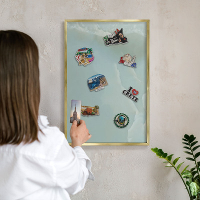 Metal magnet board with a gold frame Peaceful harmony