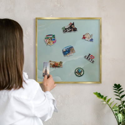 Metal magnet board with a gold frame Peaceful harmony