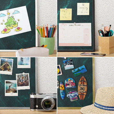 Metal magnet board with a gold frame Green depth