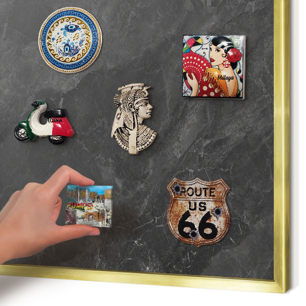 Magnetic board for magnets in a gold frame Gray elegance