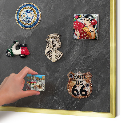Magnetic board for magnets in a gold frame Gray elegance