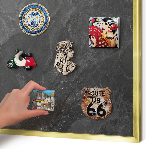 Magnetic board for magnets in a gold frame Gray elegance