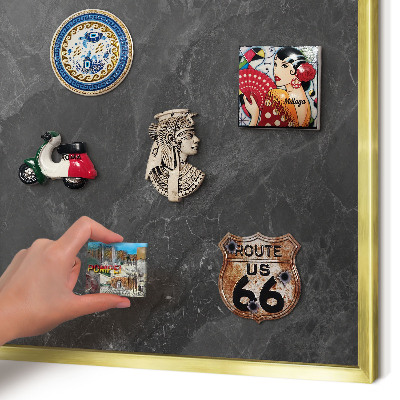 Magnetic board for magnets in a gold frame Gray elegance